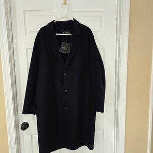 Bugatchi Men's‎ Wool Blend Long Line Single Breasted Coat Navy XL MSRP $499 NWT